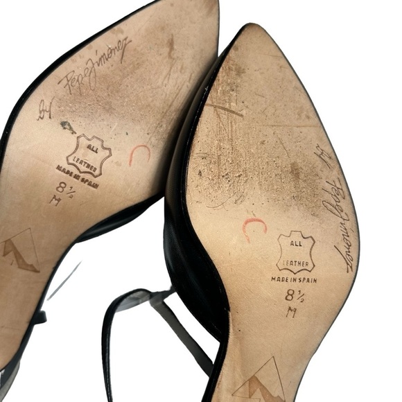 Pepe Jimenez Black Leather Ankle Strap Heels Sz 8.5 - Picture 12 of 13
